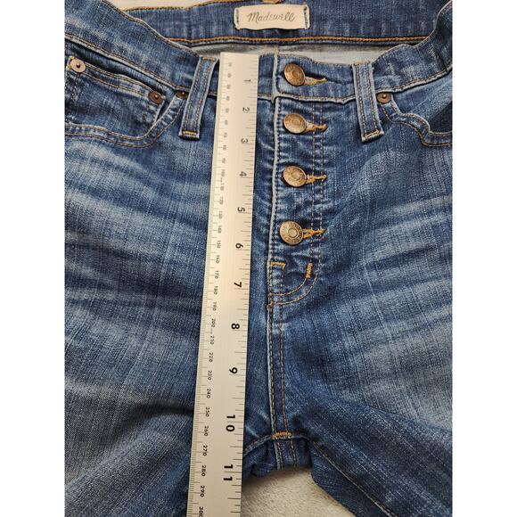 Madewell 10” High Riser Skinny Skinny Jeans Size 25 Blue Raw Hem Button Fly - Picture 12 of 15